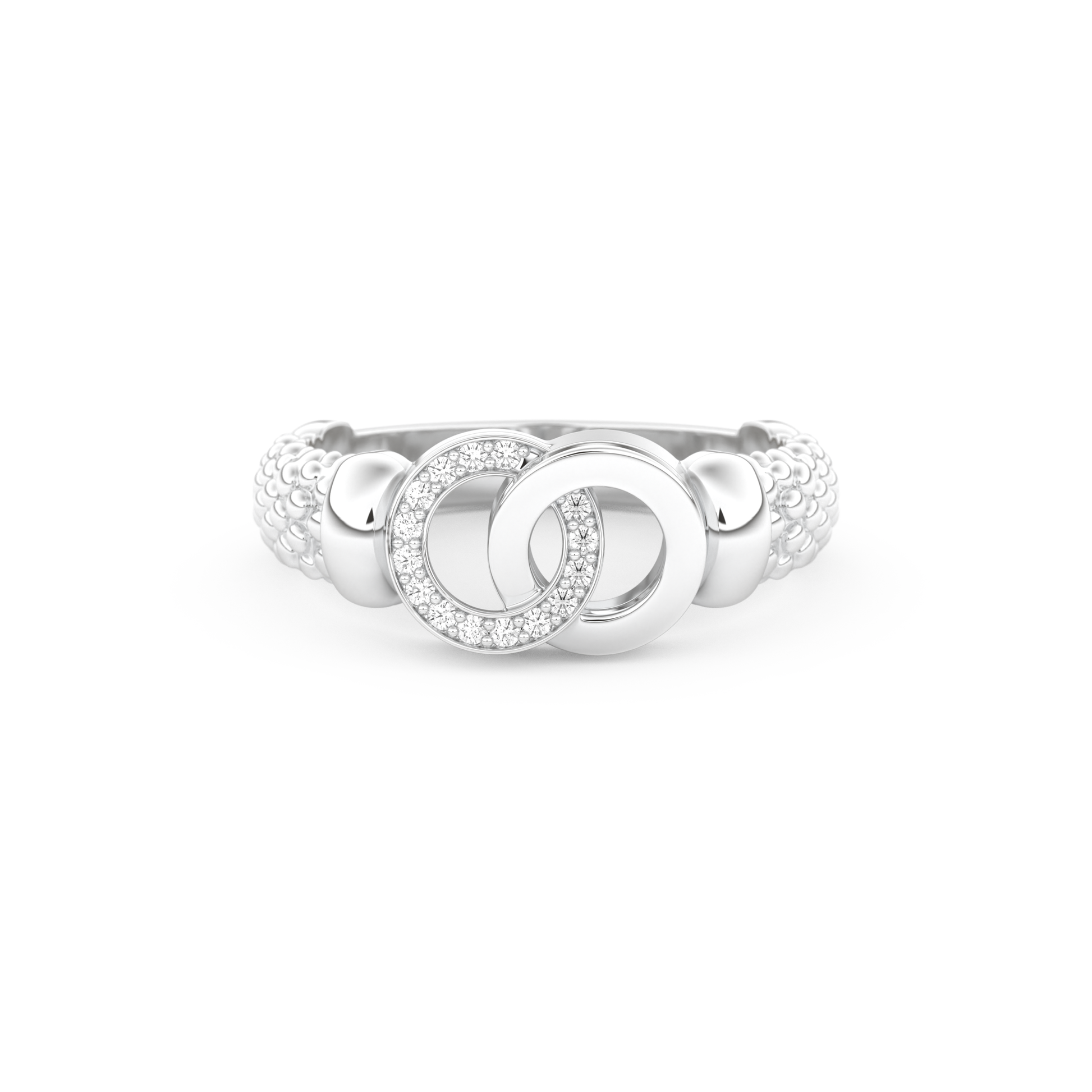 Interlocking Circle Wedding Band with 0.06 CT Round Cut Moissanite – Yellow, White, or Rose Gold 7