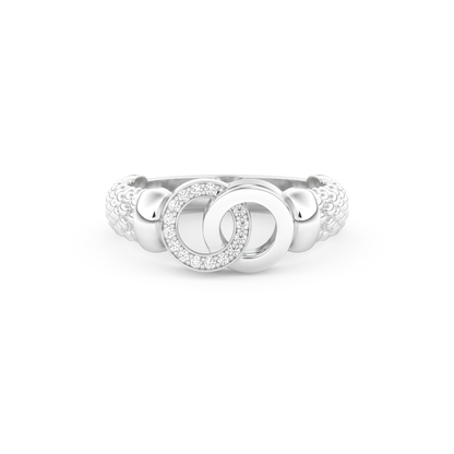 Interlocking Circle Wedding Band with 0.06 CT Round Cut Moissanite – Yellow, White, or Rose Gold 7