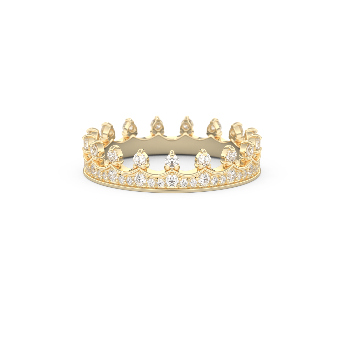 Regal Crown Full Eternity Wedding Band with 0.48 CT Round Cut Moissanite – Yellow, White, or Rose Gold 1