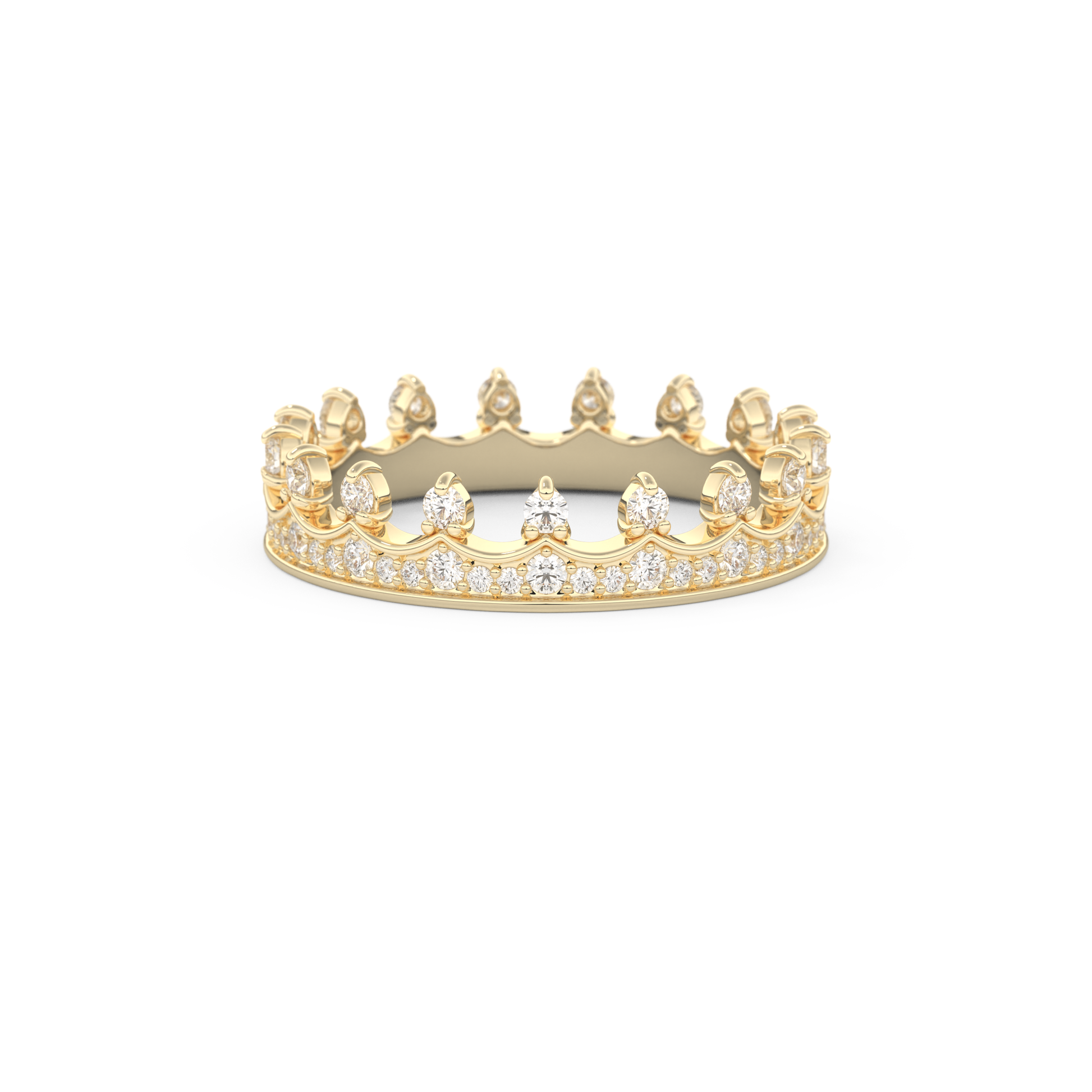 Regal Crown Full Eternity Wedding Band with 0.48 CT Round Cut Moissanite – Yellow, White, or Rose Gold 1