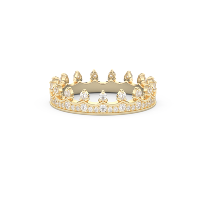 Regal Crown Full Eternity Wedding Band with 0.48 CT Round Cut Moissanite – Yellow, White, or Rose Gold 1