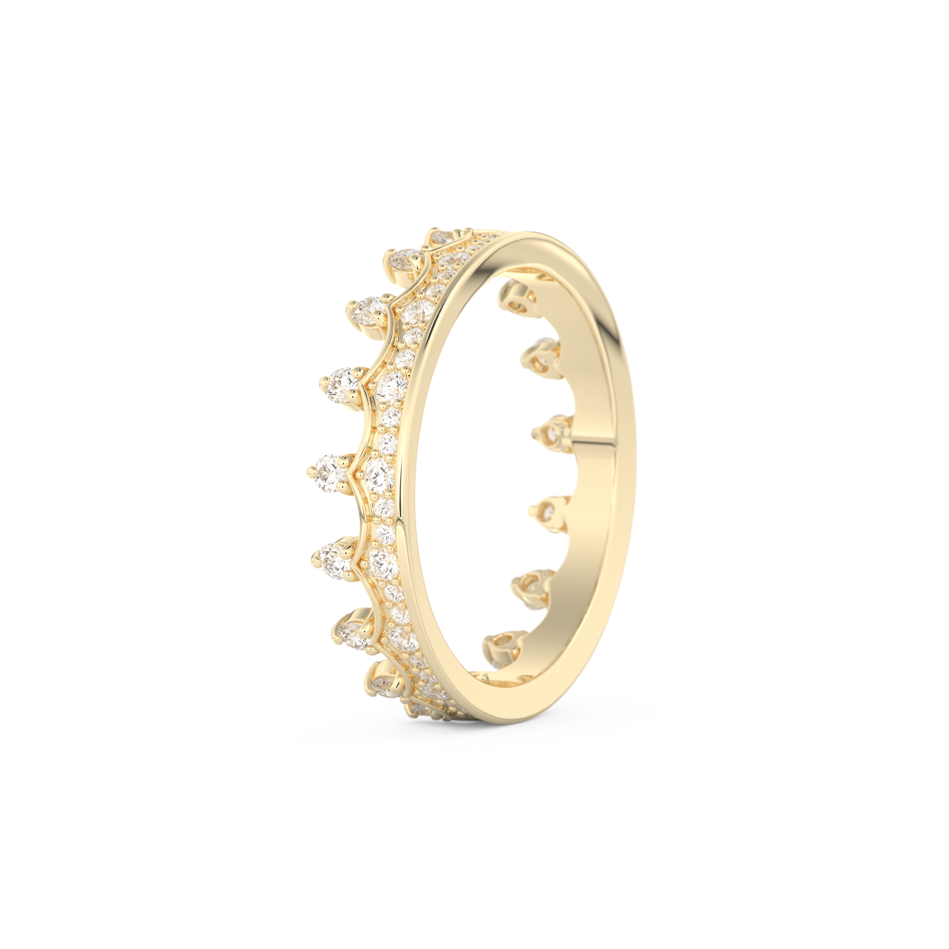 Regal Crown Full Eternity Wedding Band with 0.48 CT Round Cut Moissanite – Yellow, White, or Rose Gold 3