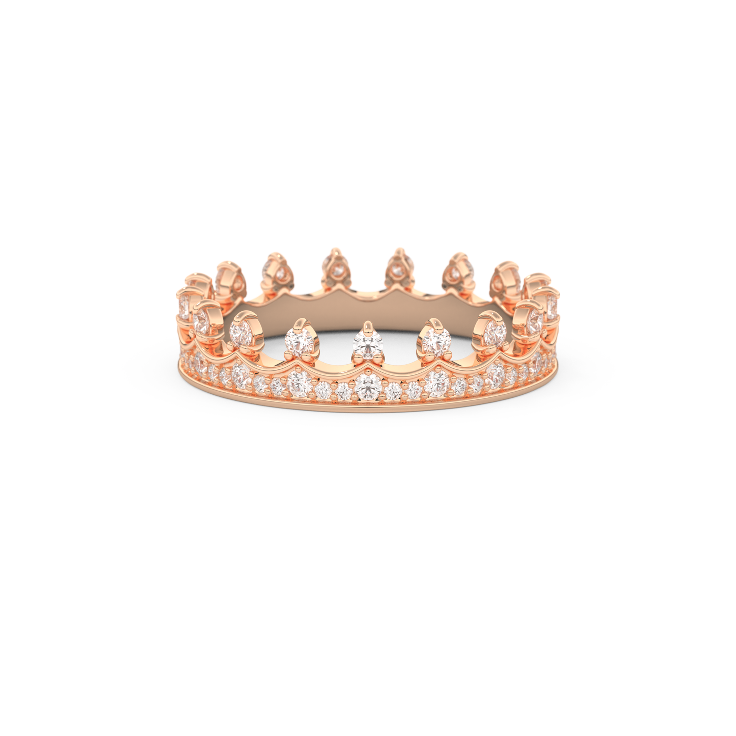 Regal Crown Full Eternity Wedding Band with 0.48 CT Round Cut Moissanite – Yellow, White, or Rose Gold 13