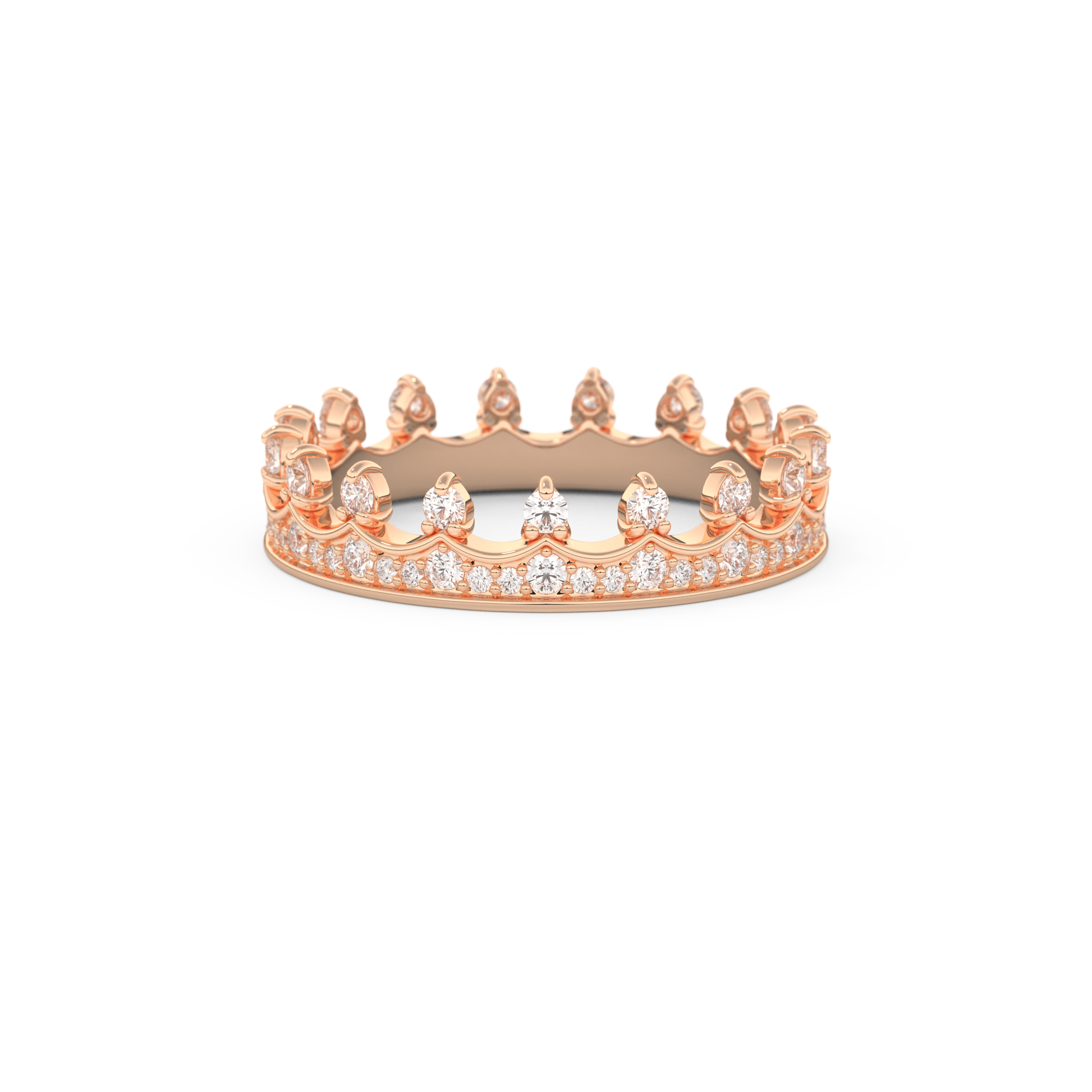 Regal Crown Full Eternity Wedding Band with 0.48 CT Round Cut Moissanite – Yellow, White, or Rose Gold 13