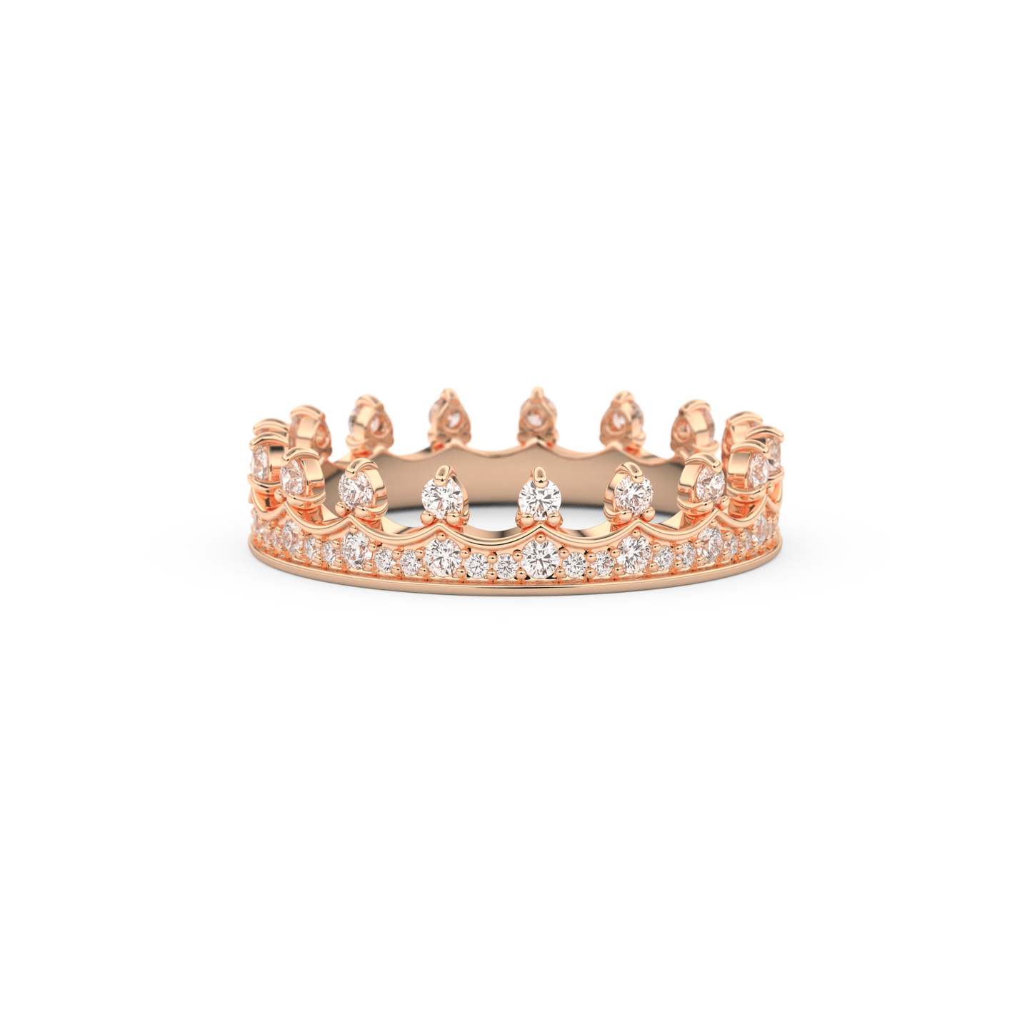 Regal Crown Full Eternity Wedding Band with 0.48 CT Round Cut Moissanite – Yellow, White, or Rose Gold 14