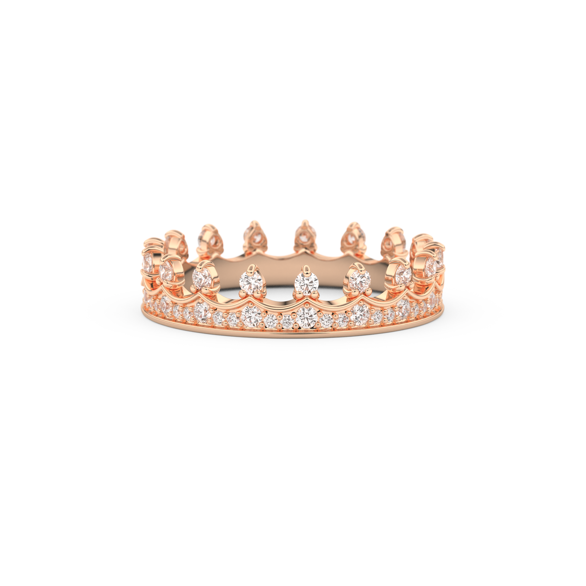 Regal Crown Full Eternity Wedding Band with 0.48 CT Round Cut Moissanite – Yellow, White, or Rose Gold 14