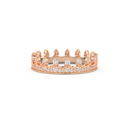 Regal Crown Full Eternity Wedding Band with 0.48 CT Round Cut Moissanite – Yellow, White, or Rose Gold 14