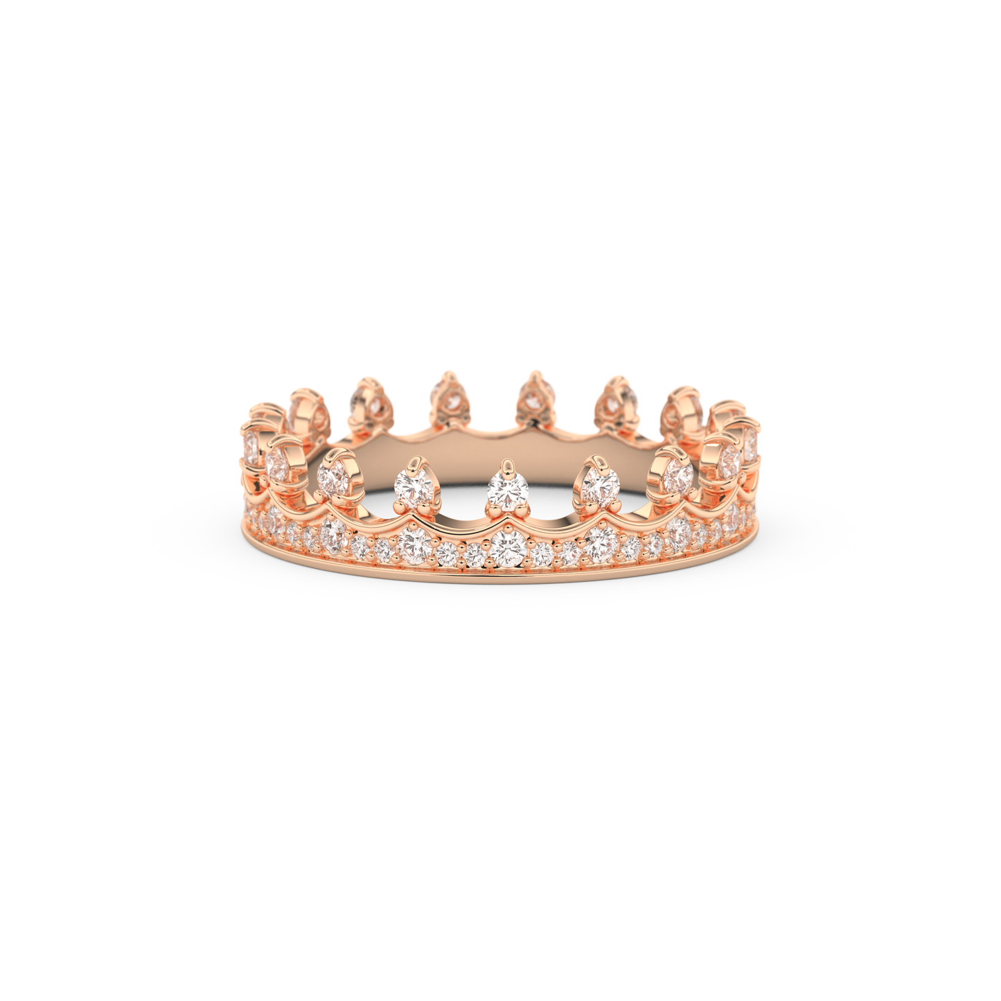 Regal Crown Full Eternity Wedding Band with 0.48 CT Round Cut Moissanite – Yellow, White, or Rose Gold 15