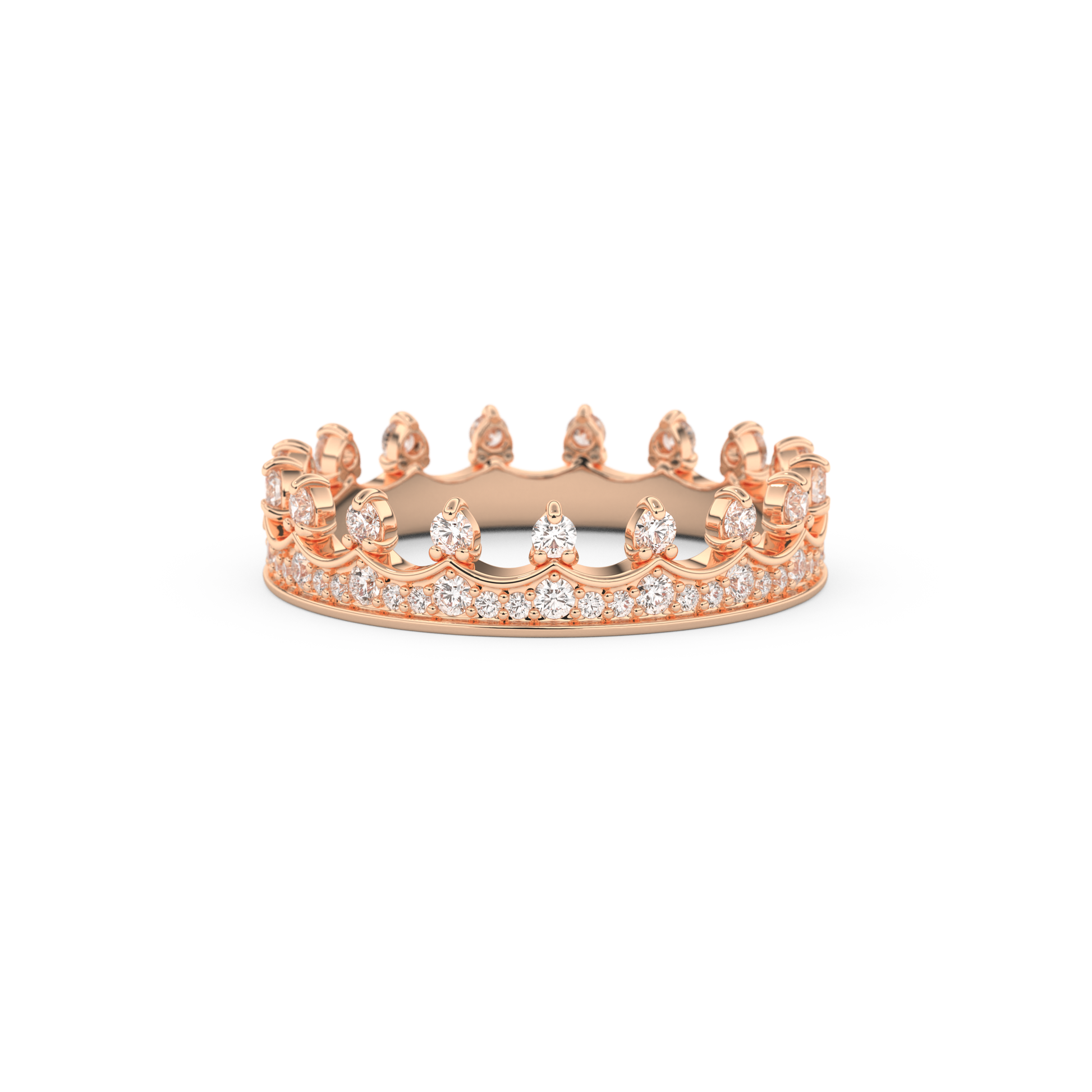Regal Crown Full Eternity Wedding Band with 0.48 CT Round Cut Moissanite – Yellow, White, or Rose Gold 15