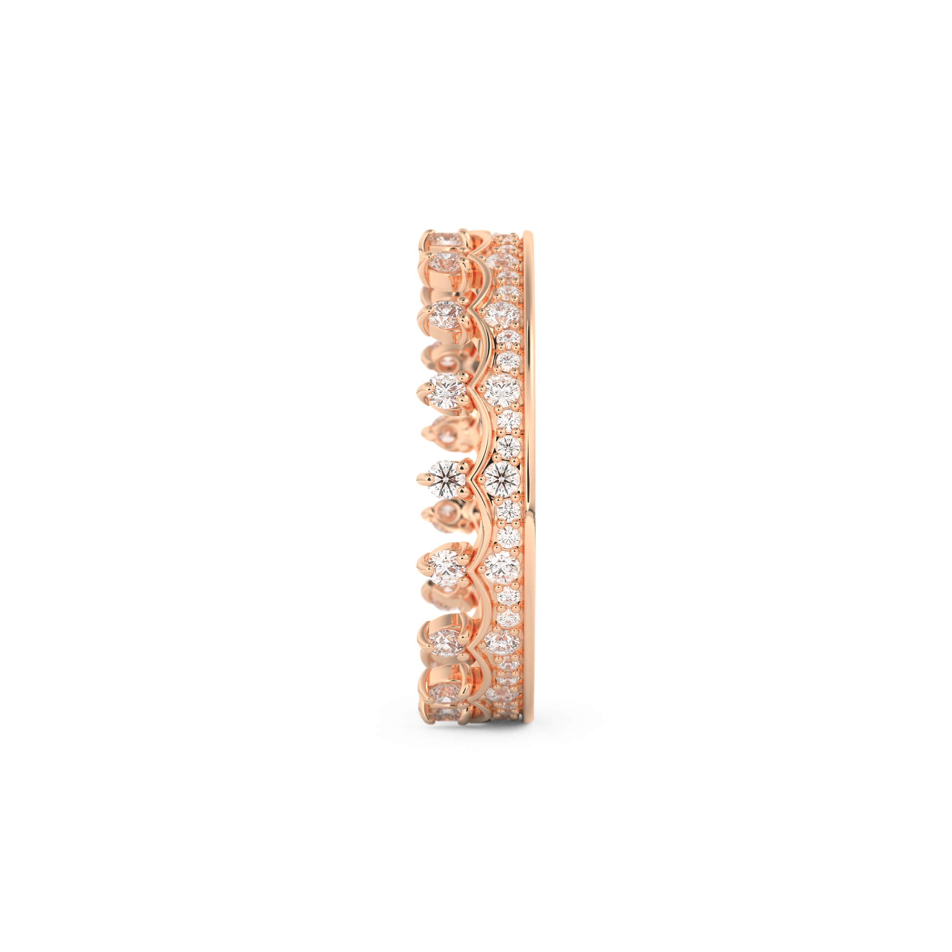 Regal Crown Full Eternity Wedding Band with 0.48 CT Round Cut Moissanite – Yellow, White, or Rose Gold 18