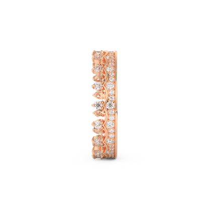 Regal Crown Full Eternity Wedding Band with 0.48 CT Round Cut Moissanite – Yellow, White, or Rose Gold 18