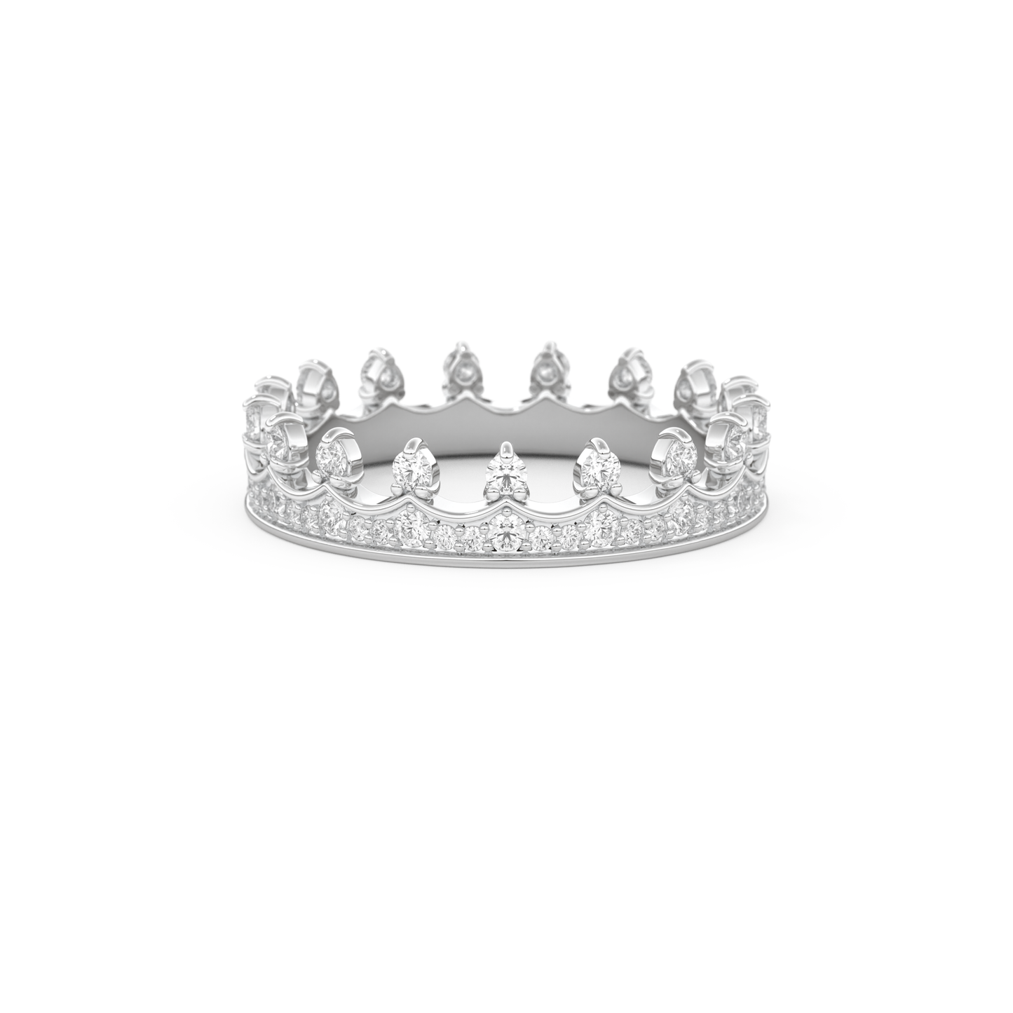 Regal Crown Full Eternity Wedding Band with 0.48 CT Round Cut Moissanite – Yellow, White, or Rose Gold 7