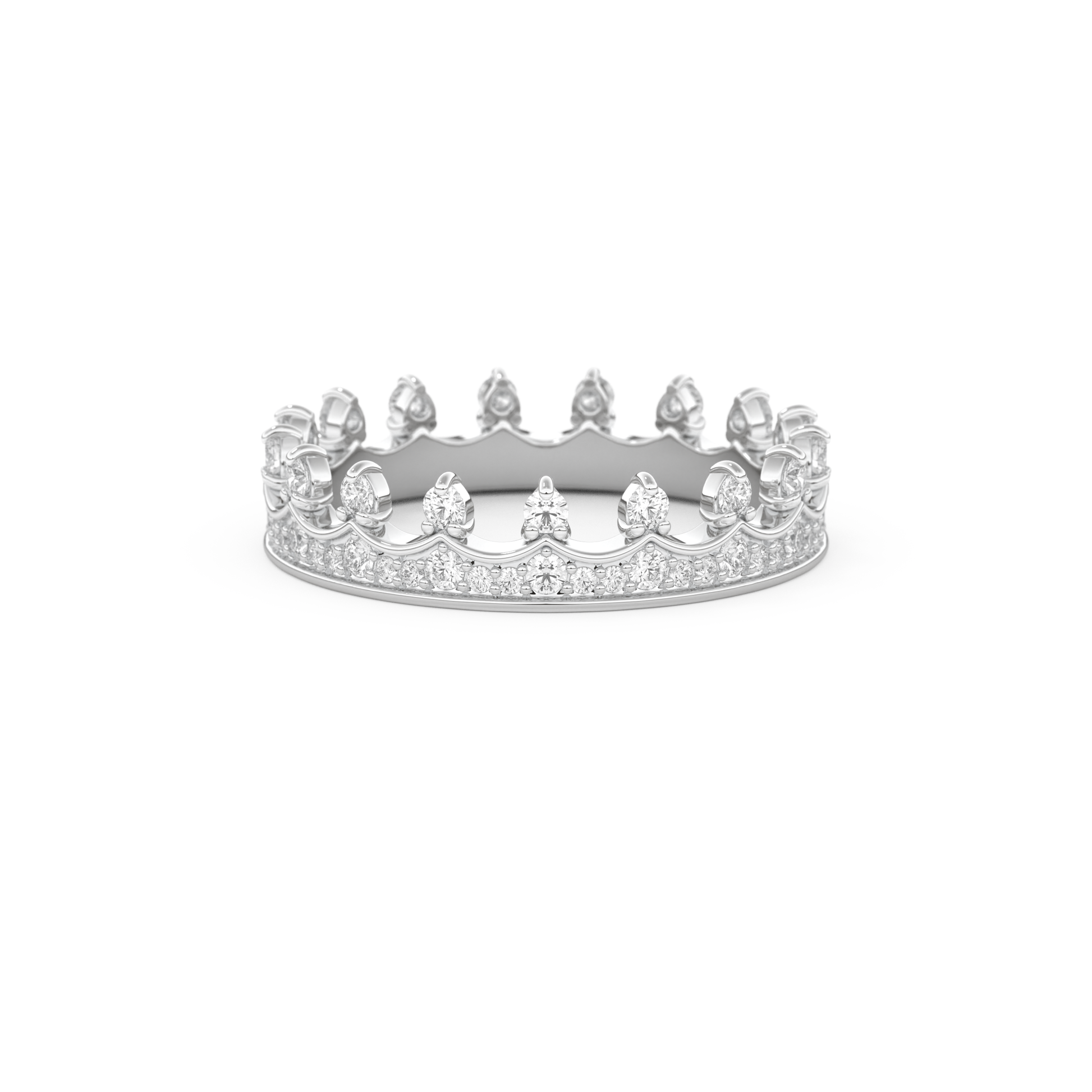 Regal Crown Full Eternity Wedding Band with 0.48 CT Round Cut Moissanite – Yellow, White, or Rose Gold 7