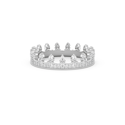 Regal Crown Full Eternity Wedding Band with 0.48 CT Round Cut Moissanite – Yellow, White, or Rose Gold 7