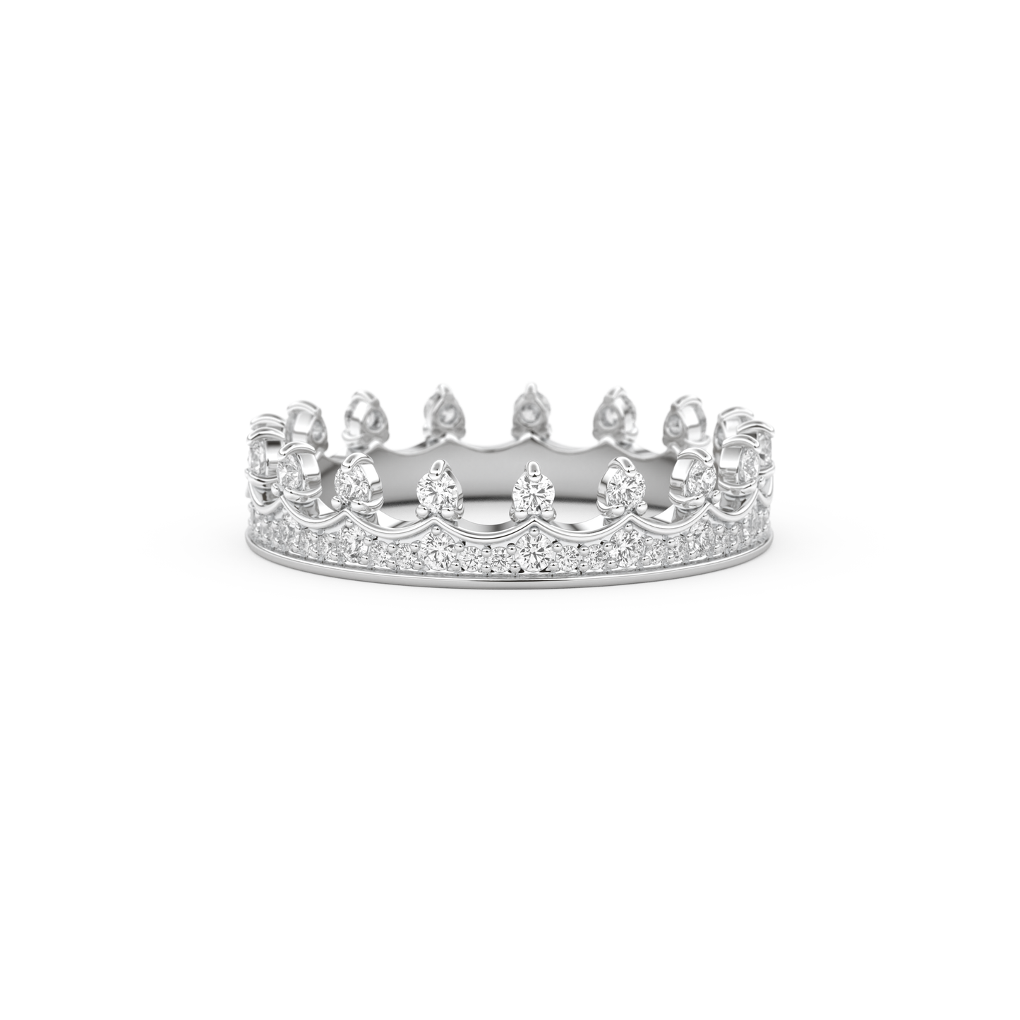 Regal Crown Full Eternity Wedding Band with 0.48 CT Round Cut Moissanite – Yellow, White, or Rose Gold 8