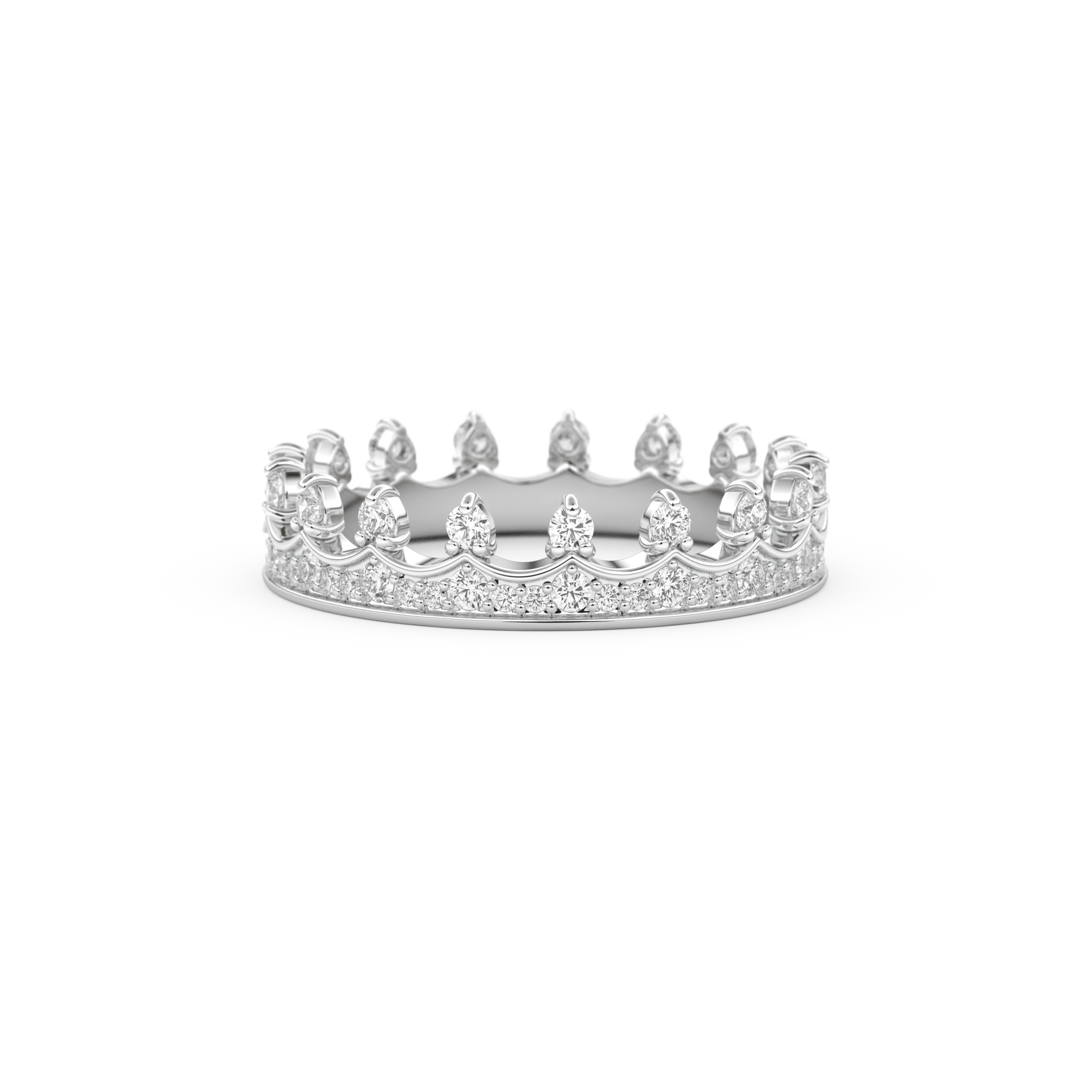 Regal Crown Full Eternity Wedding Band with 0.48 CT Round Cut Moissanite – Yellow, White, or Rose Gold 8