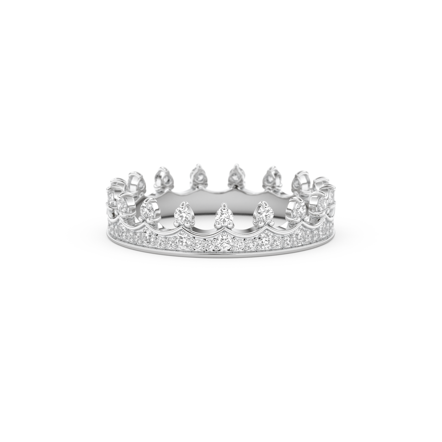 Regal Crown Full Eternity Wedding Band with 0.48 CT Round Cut Moissanite – Yellow, White, or Rose Gold 12