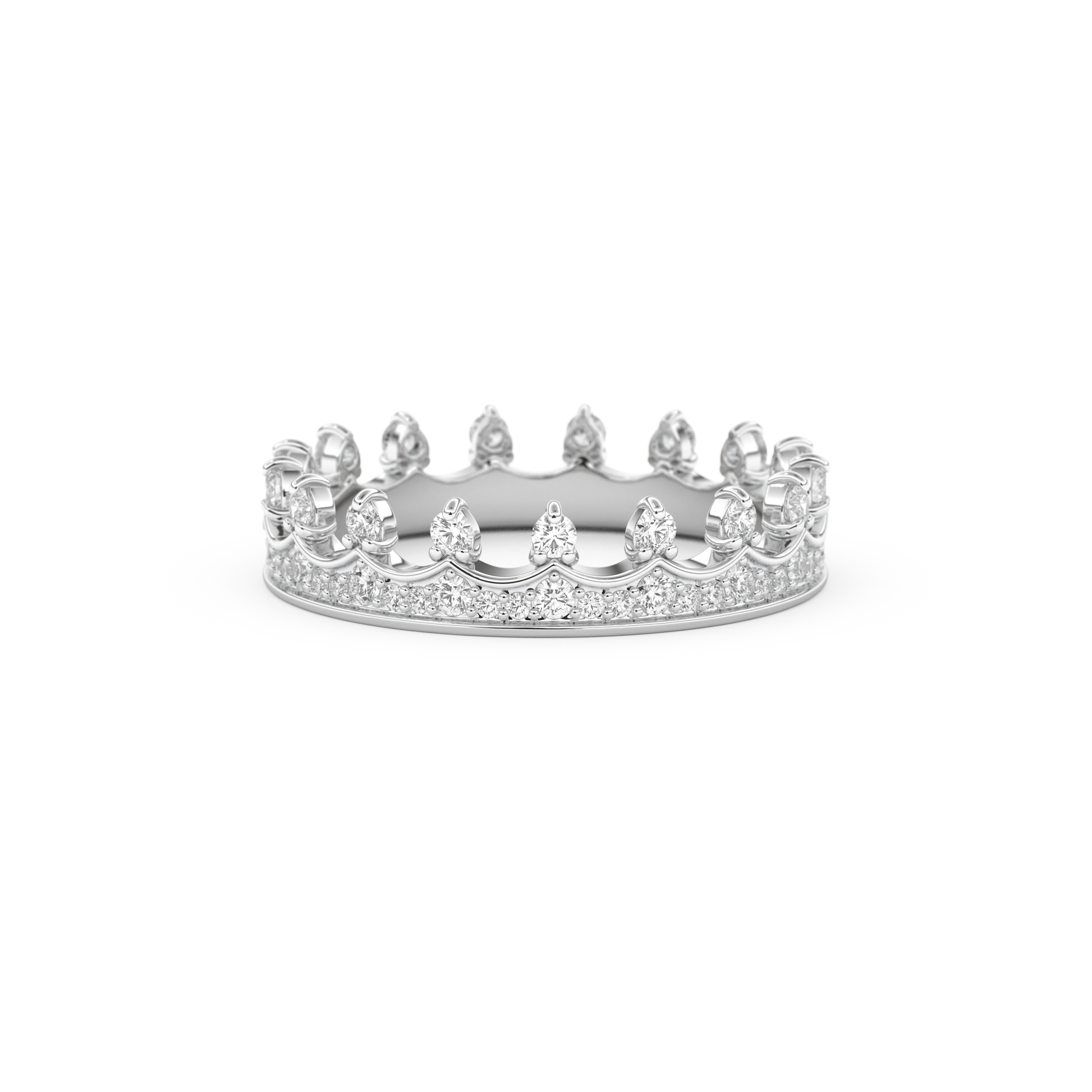 Regal Crown Full Eternity Wedding Band with 0.48 CT Round Cut Moissanite – Yellow, White, or Rose Gold 12