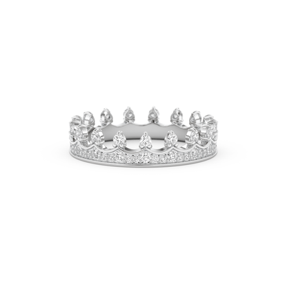 Regal Crown Full Eternity Wedding Band with 0.48 CT Round Cut Moissanite – Yellow, White, or Rose Gold 12