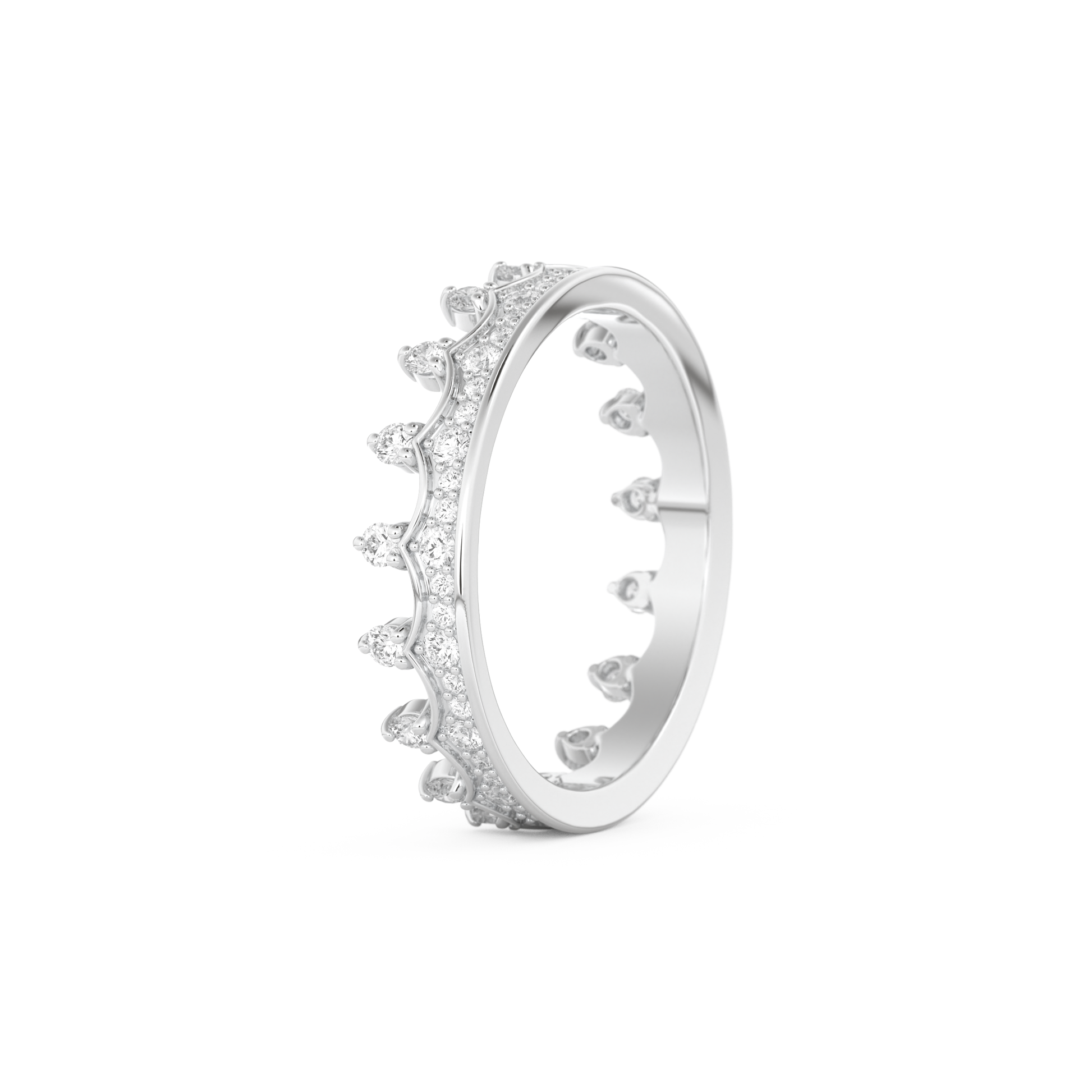 Regal Crown Full Eternity Wedding Band with 0.48 CT Round Cut Moissanite – Yellow, White, or Rose Gold 9