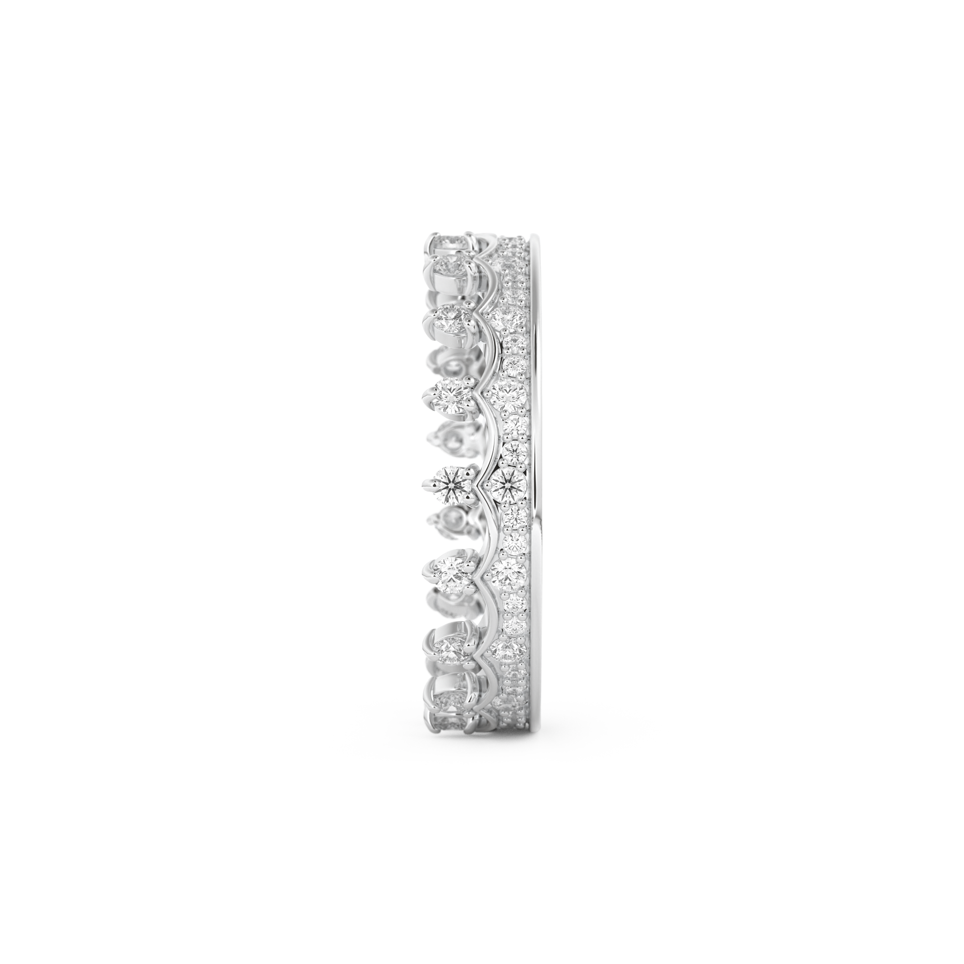 Regal Crown Full Eternity Wedding Band with 0.48 CT Round Cut Moissanite – Yellow, White, or Rose Gold 10
