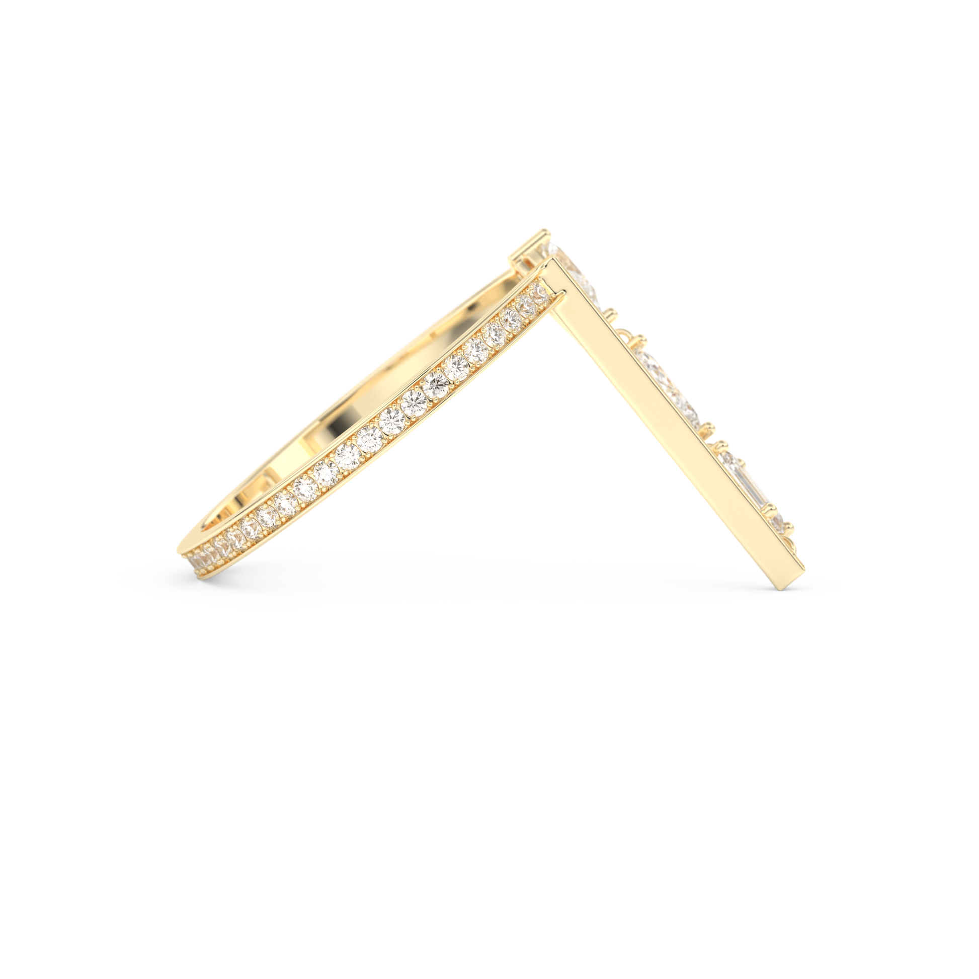 Asymmetric Bar and Droplet Full Eternity Wedding Band with 0.569 CT Pear, Round, Emerald & Marquise Cut Moissanite – Yellow, White, or Rose Gold 6