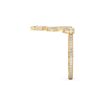 Asymmetric Bar and Droplet Full Eternity Wedding Band with 0.569 CT Pear, Round, Emerald & Marquise Cut Moissanite – Yellow, White, or Rose Gold 2