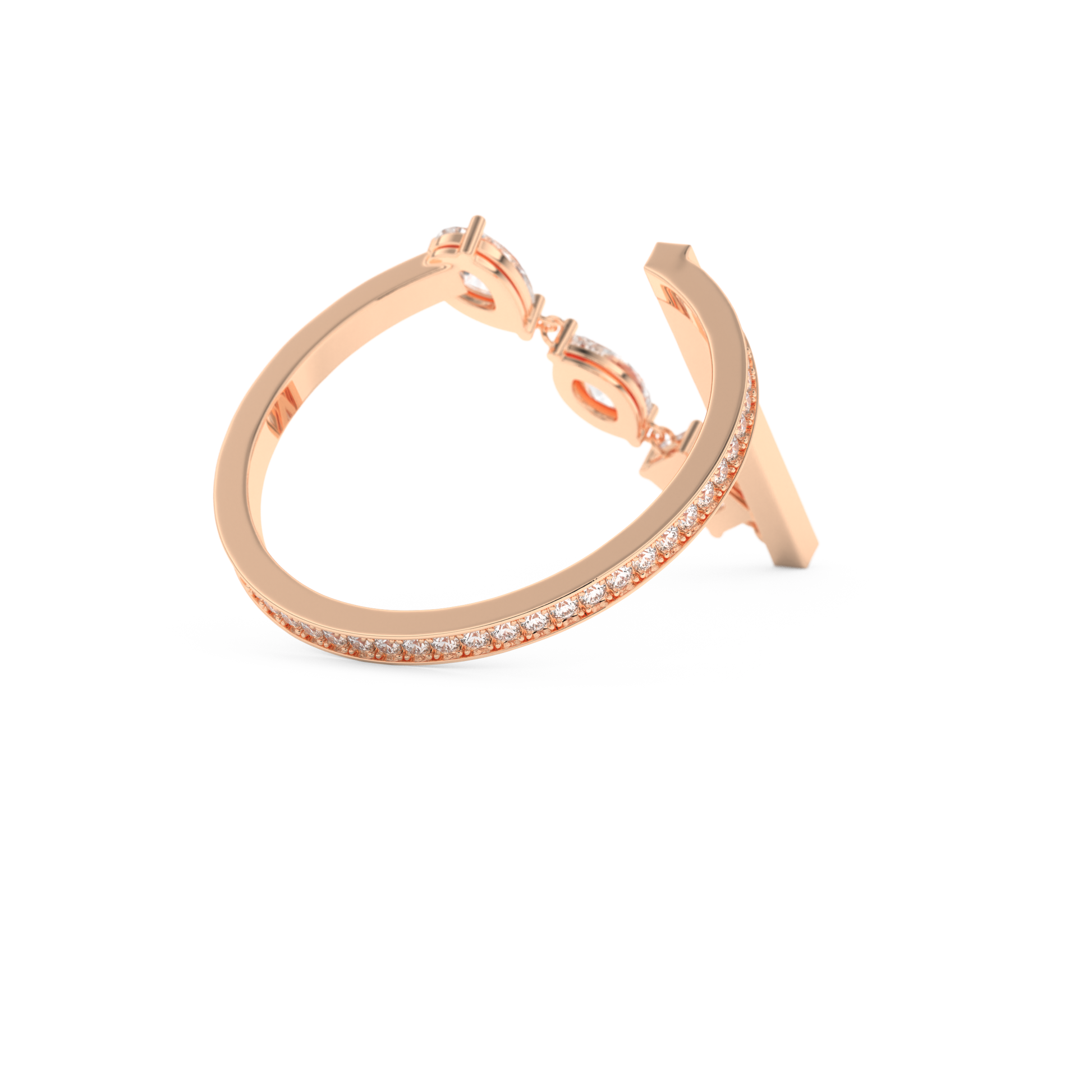 Asymmetric Bar and Droplet Full Eternity Wedding Band with 0.569 CT Pear, Round, Emerald & Marquise Cut Moissanite – Yellow, White, or Rose Gold 15