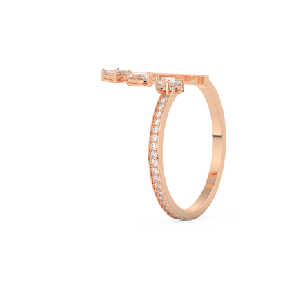 Asymmetric Bar and Droplet Full Eternity Wedding Band with 0.569 CT Pear, Round, Emerald & Marquise Cut Moissanite – Yellow, White, or Rose Gold 16