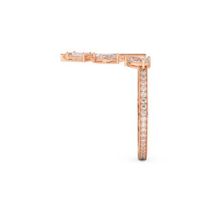 Asymmetric Bar and Droplet Full Eternity Wedding Band with 0.569 CT Pear, Round, Emerald & Marquise Cut Moissanite – Yellow, White, or Rose Gold 18