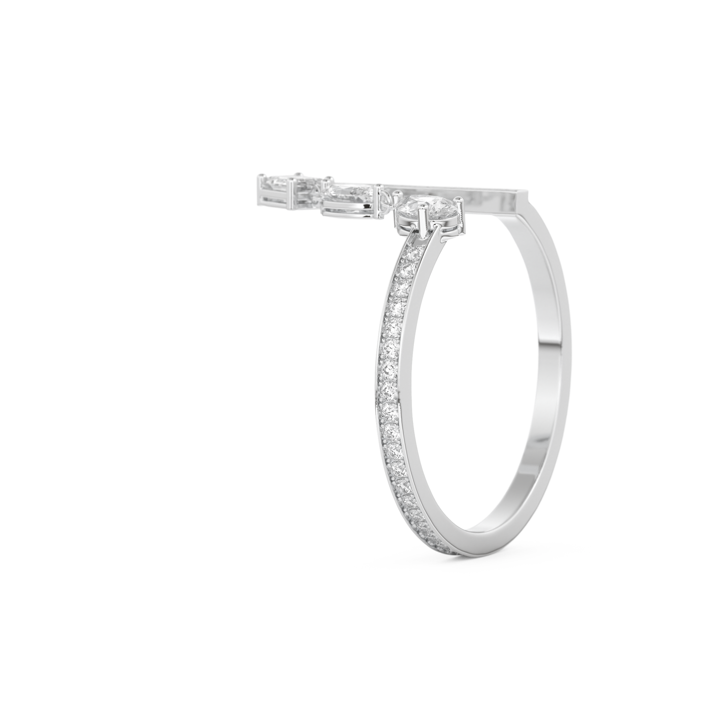 Asymmetric Bar and Droplet Full Eternity Wedding Band with 0.569 CT Pear, Round, Emerald & Marquise Cut Moissanite – Yellow, White, or Rose Gold 9