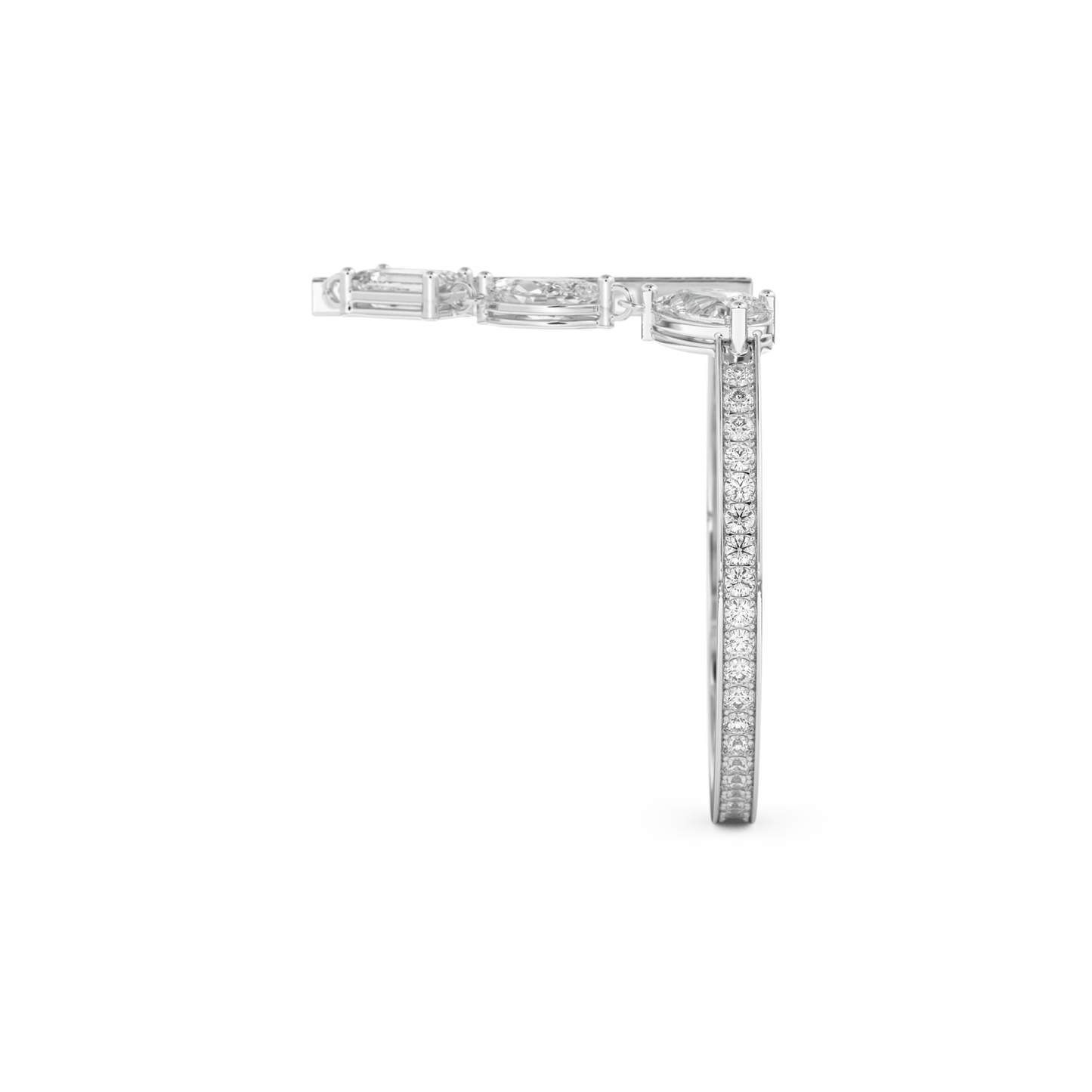 Asymmetric Bar and Droplet Full Eternity Wedding Band with 0.569 CT Pear, Round, Emerald & Marquise Cut Moissanite – Yellow, White, or Rose Gold 12