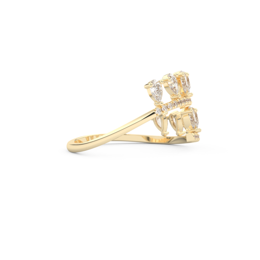 Dual Row Half Eternity Wedding Band with 0.69 CT Round and Pear Cut Moissanite – Yellow, White, or Rose Gold 2