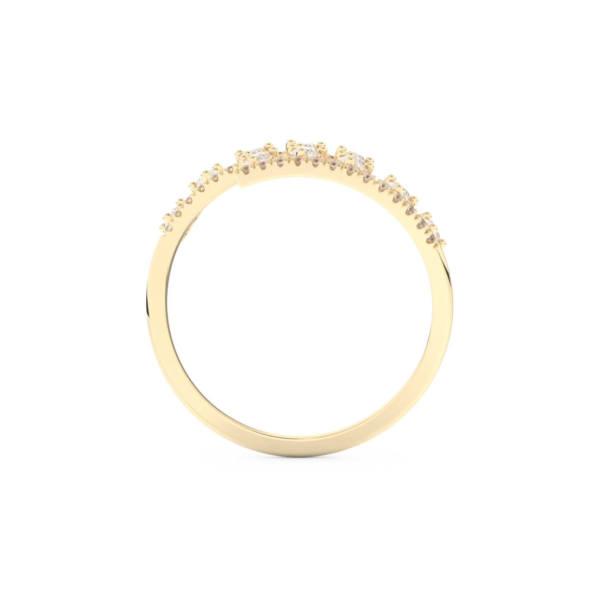 Dual Row Half Eternity Wedding Band with 0.69 CT Round and Pear Cut Moissanite – Yellow, White, or Rose Gold 4