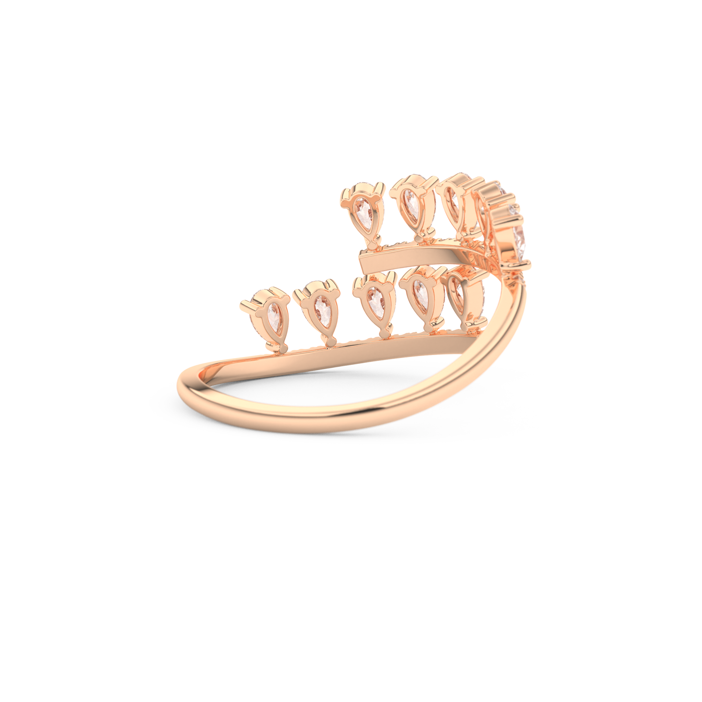 Dual Row Half Eternity Wedding Band with 0.69 CT Round and Pear Cut Moissanite – Yellow, White, or Rose Gold 15