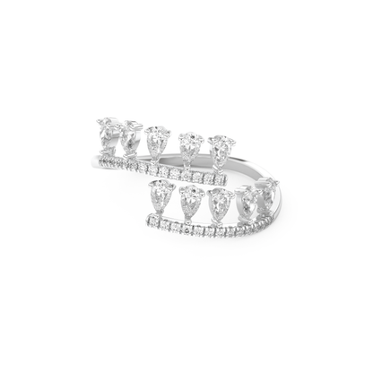 Dual Row Half Eternity Wedding Band with 0.69 CT Round and Pear Cut Moissanite – Yellow, White, or Rose Gold 7