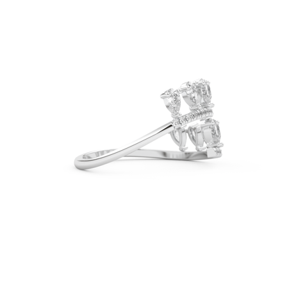 Dual Row Half Eternity Wedding Band with 0.69 CT Round and Pear Cut Moissanite – Yellow, White, or Rose Gold 12