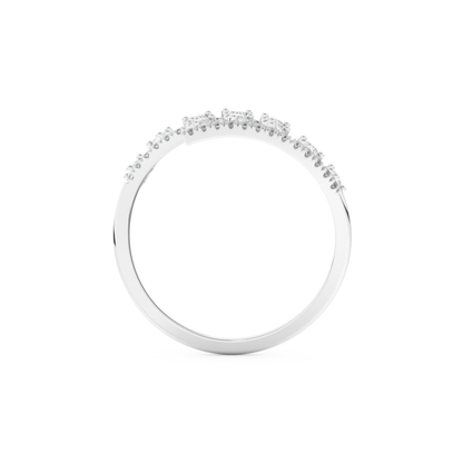 Dual Row Half Eternity Wedding Band with 0.69 CT Round and Pear Cut Moissanite – Yellow, White, or Rose Gold 10