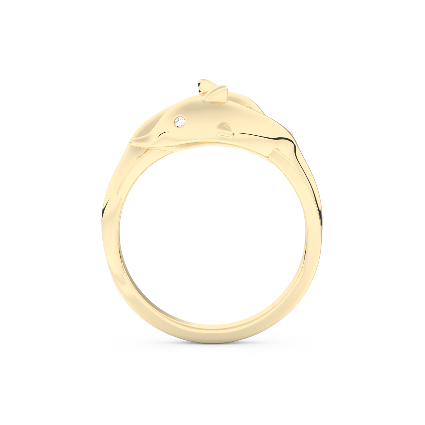 Dolphin-Inspired Half Eternity Wedding Band with 0.11 CT Round Cut Moissanite – Yellow, White, or Rose Gold 3