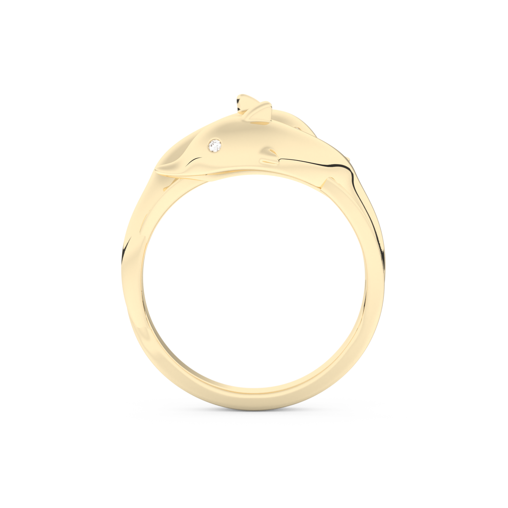 Dolphin-Inspired Half Eternity Wedding Band with 0.11 CT Round Cut Moissanite – Yellow, White, or Rose Gold 3