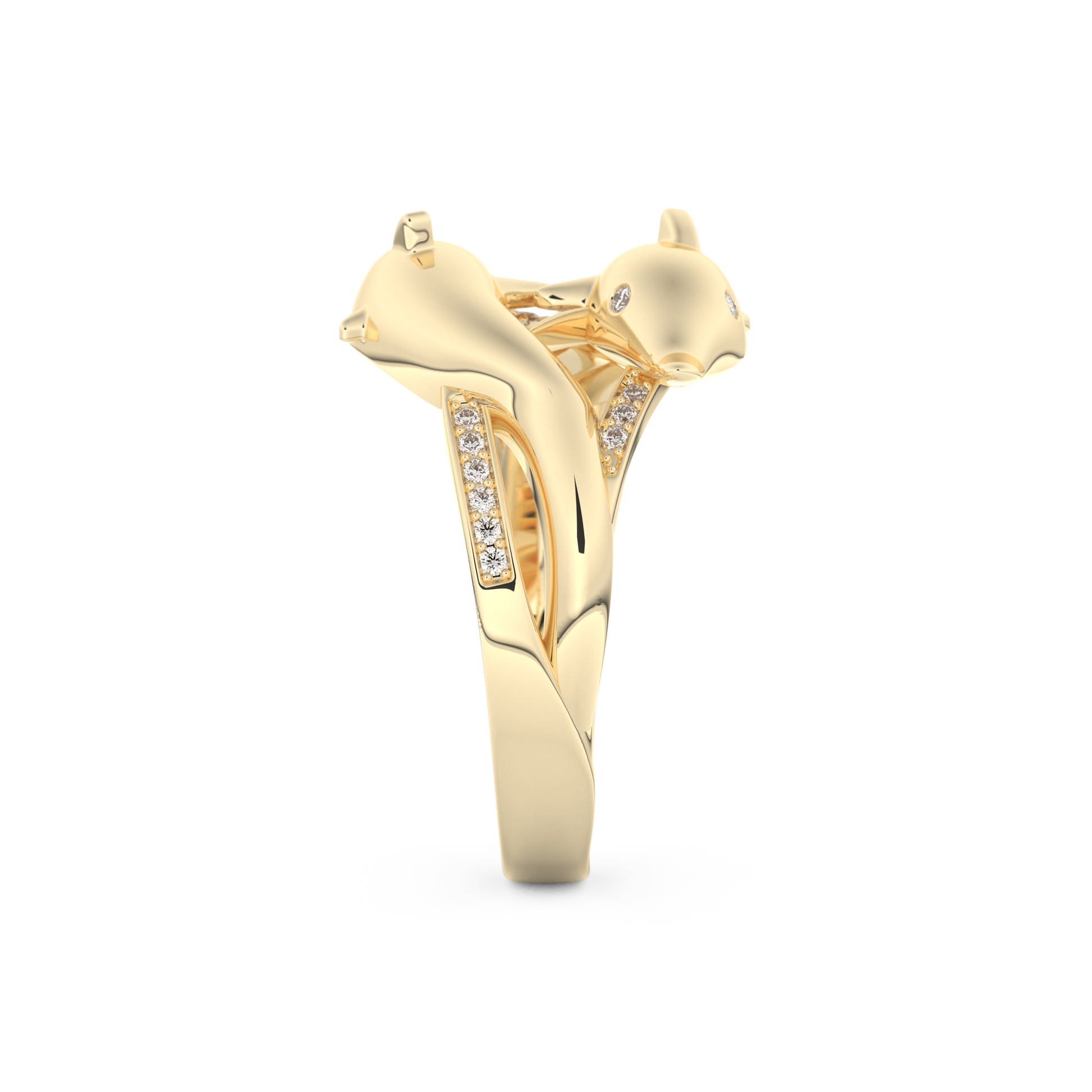 Dolphin-Inspired Half Eternity Wedding Band with 0.11 CT Round Cut Moissanite – Yellow, White, or Rose Gold 5