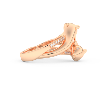 Dolphin-Inspired Half Eternity Wedding Band with 0.11 CT Round Cut Moissanite – Yellow, White, or Rose Gold 14