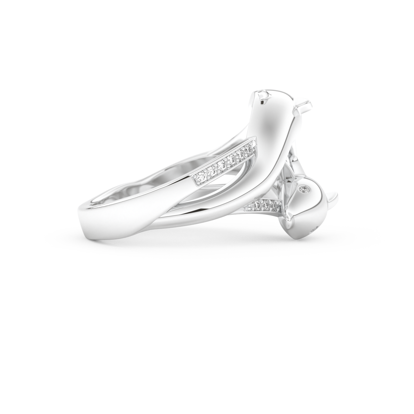 Dolphin-Inspired Half Eternity Wedding Band with 0.11 CT Round Cut Moissanite – Yellow, White, or Rose Gold 8