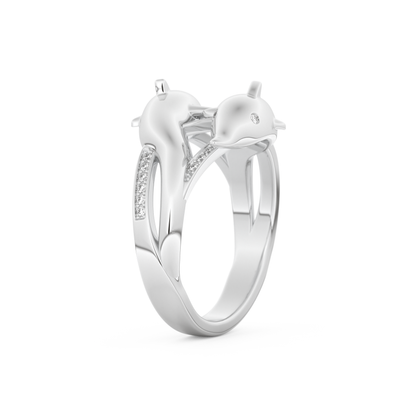 Dolphin-Inspired Half Eternity Wedding Band with 0.11 CT Round Cut Moissanite – Yellow, White, or Rose Gold 9
