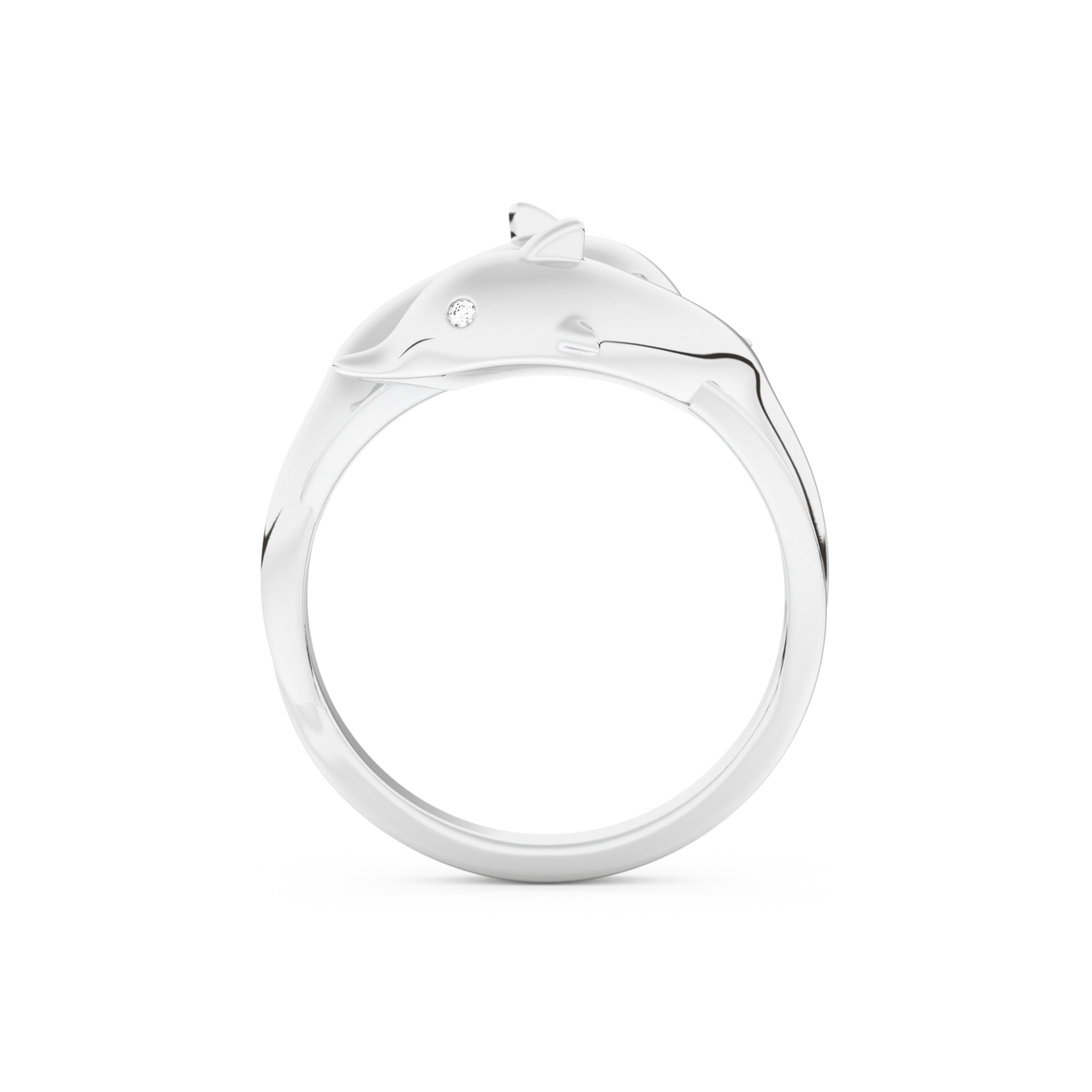 Dolphin-Inspired Half Eternity Wedding Band with 0.11 CT Round Cut Moissanite – Yellow, White, or Rose Gold 11