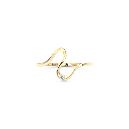 Elegant Wave Wedding Band with 0.020 CT Round Cut Moissanite – Yellow, White, or Rose Gold 1