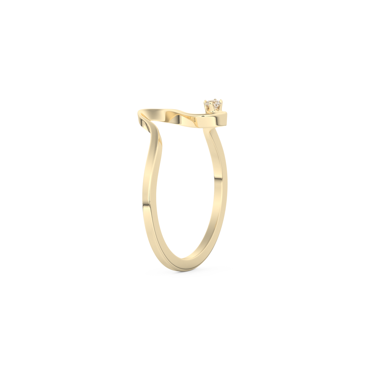 Elegant Wave Wedding Band with 0.020 CT Round Cut Moissanite – Yellow, White, or Rose Gold 3