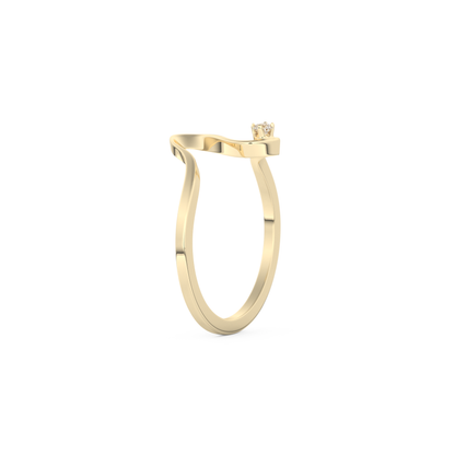 Elegant Wave Wedding Band with 0.020 CT Round Cut Moissanite – Yellow, White, or Rose Gold 3