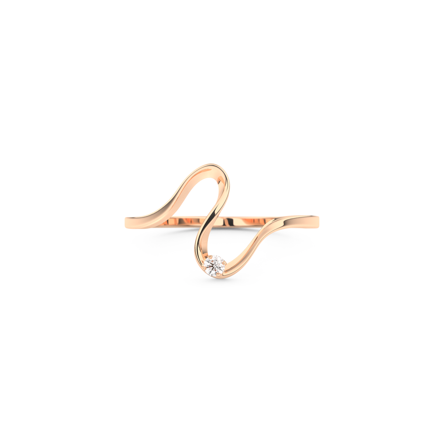 Elegant Wave Wedding Band with 0.020 CT Round Cut Moissanite – Yellow, White, or Rose Gold 13
