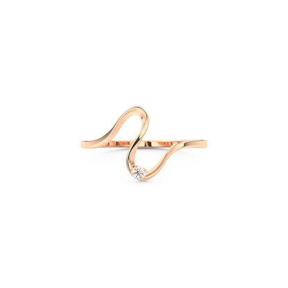 Elegant Wave Wedding Band with 0.020 CT Round Cut Moissanite – Yellow, White, or Rose Gold 13